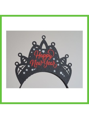 Bezos Happy New Year Yazılı Ikili Saç Bandı Seti Kadın ve Erkek Yılbaşı Parti Aksesuarı Dmc