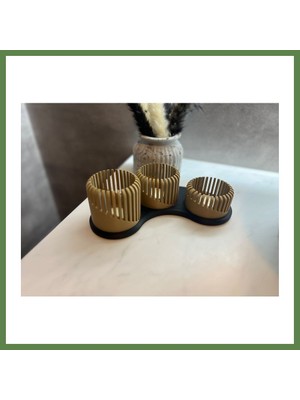 Bezos Üç Boyutlu Tealight Mumluk ve Üçlü Mum Standı Seti Dekoratif Mum Tutucu HB006