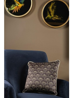 Tr Asdiva Lüks Kadife 43X43 cm Kırlent Kılıfı Dekoratif Yumuşak Salon Koltuk Avangart Biyeli S