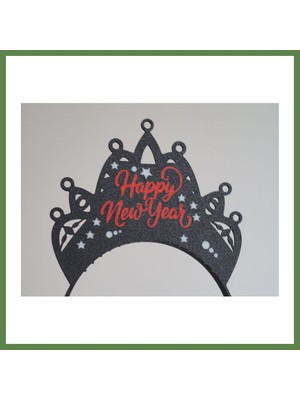 Bezos Happy New Year Yazılı Ikili Saç Bandı Seti Kadın ve Erkek Yılbaşı Parti Aksesuarı HB006