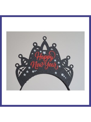 Bezos Happy New Year Yazılı Ikili Saç Bandı Seti Kadın ve Erkek Yılbaşı Parti Aksesuarı Mrl