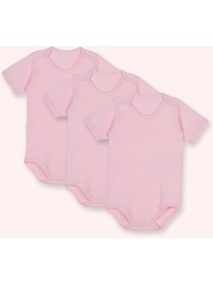 Tr Yenidoğan Kısa Kollu Çıtçıtlı 3'lü Pembe Body 0-1 Ay (50 Cm)