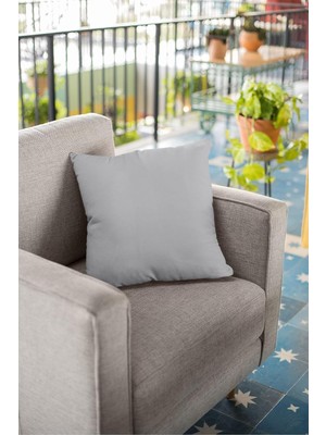 Tr 43X43CM Gri Yastık Kırlent Kılıfı Tay Tüyü Döşemelik Premium Kumaş Dekoratif Çift Tara