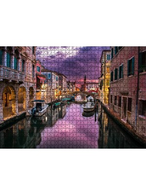 Tr Cakatablo Venedik Kanalda Akşam Manzarası 1000 Parça Puzzle Yapboz Mdf Ahşap
