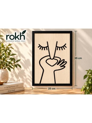 Tr Komik Banyo Tuvalet Duvar Süsü 25X35 cm | Ahşap Wc Dekoru | Minimalist Kadın Yüzü Tablosu |