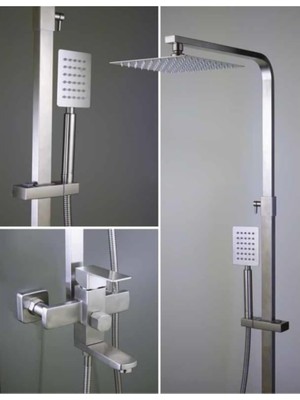 Tr Paslanmaz Çelik Tepe Duş Seti ve Banyo Bataryası, Inox (Inox)