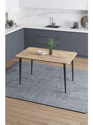 Tr Damla 60X90 cm Oval Köşeli Çam Desenli Yemek Masası Mutfak Masası Balkon Masası Çalışma