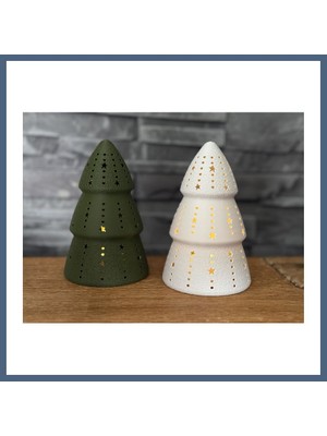Bezos Çam Ağacı Formlu Tealight Mumluk Yılbaşı Dekoratif Mum Tutucu BZS10