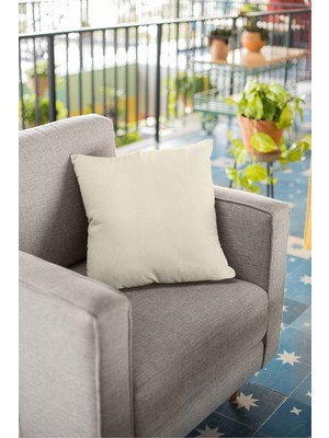 Tr 43X43CM Krem Premium Kumaş Tay Tüyü Döşemelik Dekoratif Çift Taraflı Kırlent Yastık Kıl