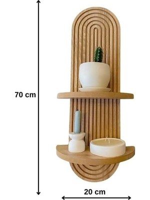 Tr Ustaağaç Meşe Renkli 2 Kademeli Dekoratif Duvar Rafı 70 cm x 20 cm Mdf Malzemeden Üretilmiş