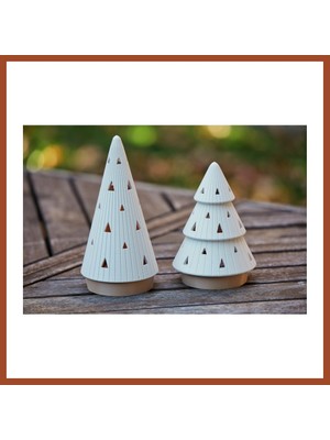 Bezos Modern Çam Ağacı Formlu Tealight Mumluk Seti Yılbaşı Dekoratif Mum Tutucu Pro