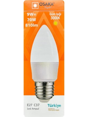 Odea 9W LED Mum Ampul, 70W Eşdeğer, Sarı Işık 3000K, E27 Duy