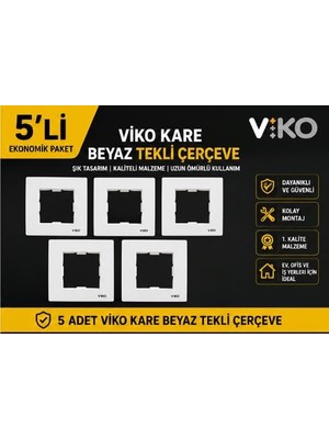 Odea Viko Kare Beyaz Tekli Çerçeve 5 Adet | Orijinal Viko | Beyaz Çerçeve | Sıfır Ürün