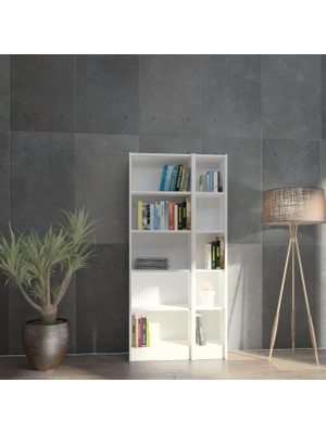 Odea FLAT85 Kitaplık Kütüphane Çok Amaçlı Dolap Beyaz