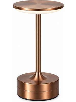 Odea Noas Kos Şarjlı Masa Lambası Bronz, Dokunmatik LED Masa Lambası, 3 Işık Modu, Dimmer, Type-C USB Şarj, Kablosuz Kullanım, Metal Gövde, Dekoratif Gece Lambası
