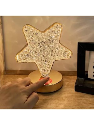 Odea LED Yıldız Şekilli Masa Lambası, Dokunmatik Kontrol, Dekoratif Gece Işığı, Altın