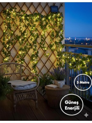 Odea Solar Güneş Enerjili Sarmaşık Yapraklı LED Aydınlatma 5 Metre Dekoratif Bahçe Teras Balkon Işık