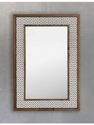 Gy Atelier Oscar Stone Decor Masif Çerçeveli Mozaik Taş Ayna 43 cm x 63 cm Seramik Ayna Desen