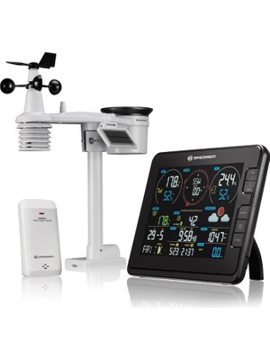 Gy Atelier Uv Seviyesi, Rüzgar Hızı, Rüzgar Yönü, Nem, Sıcaklık, Yağış ve Işık Yoğunluğu Için Dış Mekan Sensörlü Profesyonel W-Lan Hava Merkezi 7in1 Arada Bresser Kablosuz Hava Istasyonu
