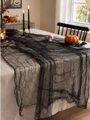 Odea Halloween Cadılar Bayramı Dekorasyonu Siyah File Örtü 76X198 cm Siyah