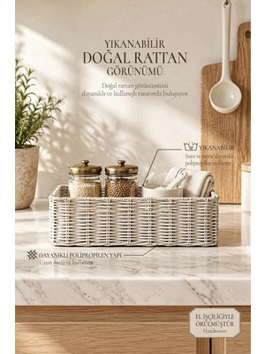 Odea Tr Yıkanabilir Gri Pp Rattan Sepet 30 x 20 x 11 cm
