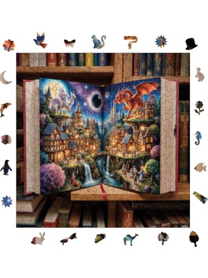 Ahşap Puzzle Yetişkin - Masal Kapısı - 353 Parça, 29 x 29 cm - Yapıştırıcı Folyo Dahil - Benzersiz Şekilli Parçalar & Özel Figürler - S1-48