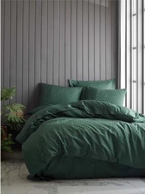 Odea Tr Bzmhsrlv Jakarlı Saten Çift Kişilik Nevresim Takımı Hexa YEŞIL,200 x 220 Yeşil