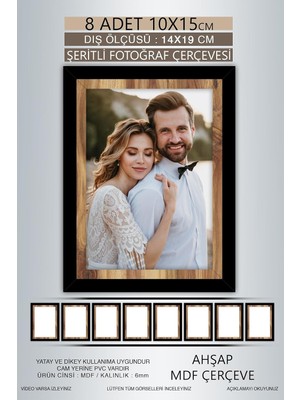 Odea Tr Yhfoto 8 Adet 10X15 Çerçeve Siyah Ahşap Şeritli Çerçeve Mdf Çerçeve Pvc'li Fotoğraf Karışık 10 x 15