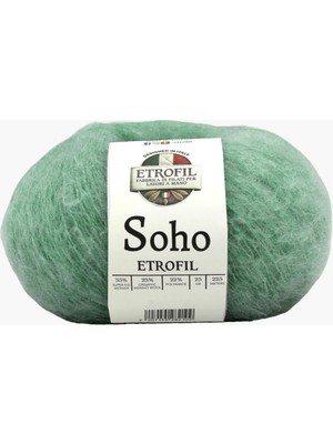 Odea Tr Soho Örgü Ipi Nane Yeşili%55 Super Kid Mohair%23 Organik Merino Yün%22 Polyester 25G 225M (74345)