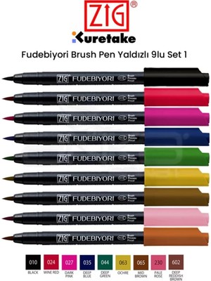 Odea Tr Fudebiyori Brush Pen, 9'lu Set, Renkli