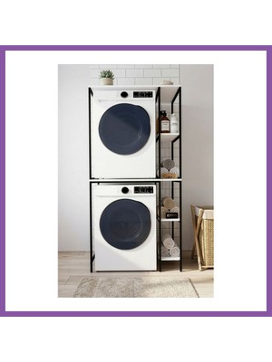 Bezos Çamaşır Makinesi Dolabı Yan Raflı Dolap Metal Banyo Organizer Çok Katlı Düzenleyici 264 Siyah Bzoshb