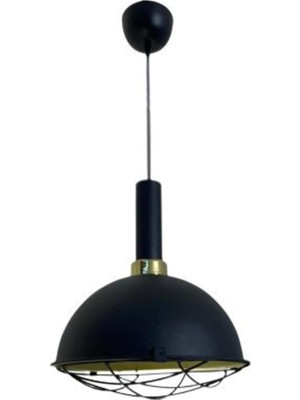 Tr Retro Metal Dekoratif Rustik Kafesli Siyah Tekli Sarkıt Avize Çap 30 Cm, 1464416495723