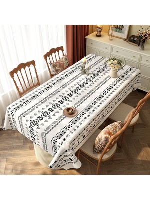 Odea Tr Siyah Beyaz Masa Örtüsü, Köşeli, Çizgili, Pvc, 140 x 180 cm