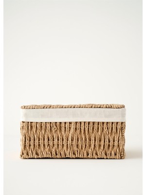 Odea Tr Talie Bezli Kapaklı Sepet Naturel (30X21X15 Cm)