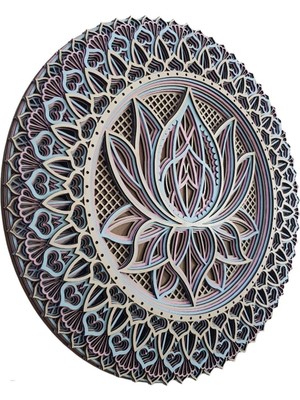 Odea Tr Mandala Lotus Çiçeği, 3D Ahşap Duvar Dekorasyonu, Çok Katmanlı Zarif Lotus Çiçeği Tasarımı, Yatak Odası, Oturma Odası ve Salon Dekorasyonu