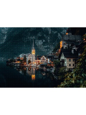 Tr Cakatablo Avusturya Hallstatt Akşam Üzeri Manzarası 1000 Parça Puzzle Yapboz Mdf Ahşap