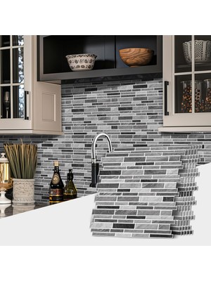 Odea Tr Fayans Çıkartması, 12 Inç/30,5 cm 10 Adet Gri Mermer Efektli Kendinden Yapışkanlı Fayans Üzerine Yapışkan Banyo Mutfak, Backsplash, Soyma ve Yapıştırma Vinil Fayans Çıkartması