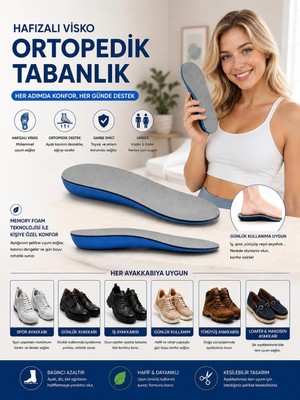 Tr Hafızalı Visko Ortopedik Tabanlık, Memory Foam Teknoloji, Iç Ayakkabı Tabanı, Topuk Dikeni