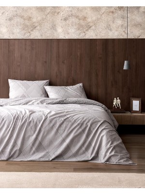 Odea Tr Aurelie King Size %100 Pamuk Ranforce Baskılı Çarşaflı Nevresim Takımı - Gri