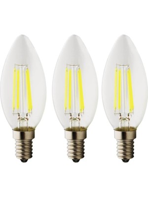 Odea Tr Rustik LED Filament Ampul 4 Watt E14 Duy Sarı Işık Dekoratif Vintage Aydınlatma (3, Şeffaf Cam C35)