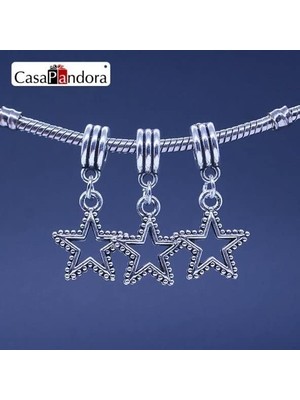 Tr Gümüş Yıldız Charm, Charm Bileklik Kolye, Uyumlu TAKINM467