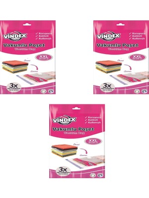 Odea Tr Vindex Vakumlu Giyisi Yastık Yorgan Saklama Torbası Poşeti Hurç - Xx Large - 80X100 Cm. - 3 Paket