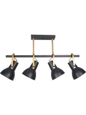 Tr Relax Modern Metal Tasarım Siyah Renk Gold Detay Dekoratif Cafe-Mutfak Sarkıt Sıralı 4 Lü Av