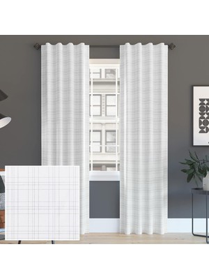 Odea Tr Crestwood Dokuma Ekose Termal Toplam Karartma Arka Sekmeli Perde Paneli, 101,6 cm x 160 Cm, Beyaz
