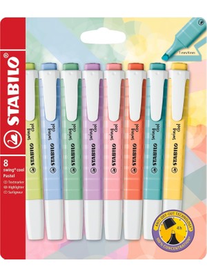 Odea Tr Swing Cool Pastel Fosforlu Kalem, 8'li Paket, 8 Farklı Renkte