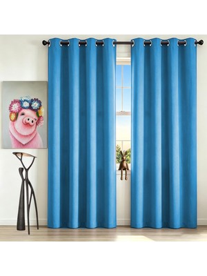 Odea Tr Sürgülü Perde 200X280CM Isı Koruması Halkalı Gök Mavisi