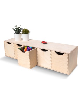 Tr Mini Ahşap Çekmeceli Kutu, 5 Çekmece, 57 x 13 x 13 cm