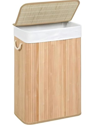 Odea Tr Çamaşır Sepeti Doğal Bambu Katlanabilir Kirlilik, Yıkanabilir Çıkarılabilir Astar Torbalı, Sele Görünümlü Şık ve Dayanıklı Çamaşır Sepeti, Kapaklı ve Ergonomik Tasarım (Tek Bölmeli)