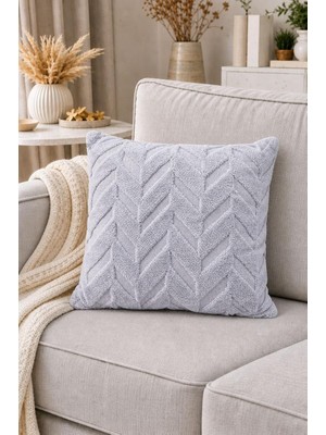 Tr Iskandinav Tarz Dekoratif Peluş Kırlent Kılıfı 42X42 cm Kabartmalı Desenli Yumuşak Dokulu