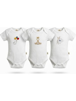 Odea Tr 3lü Set Nakış Işlemeli 0-3 Ay/ 3 Yaş ARASI%100 Pamuklu Çıtçıtlı Body Zıbın, 0-3 Ay